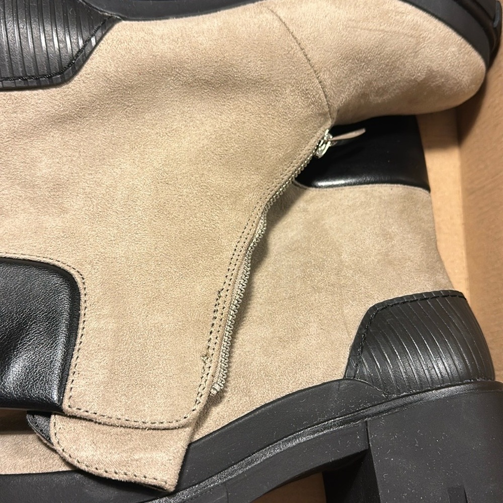 Beige and Black Men's Boots